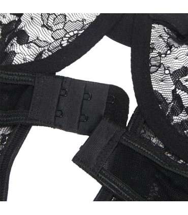 SUBBLIME TEDDY CON LIGA DETALLE ENCAJES Y TIRAS NEGRO L XL
