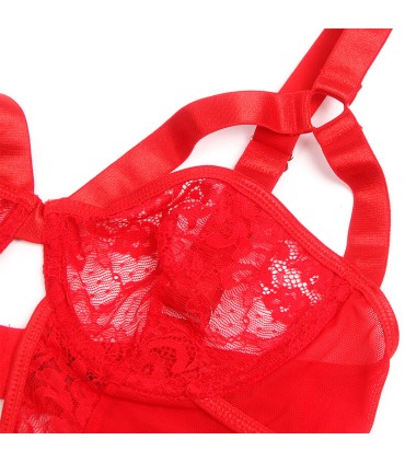 SUBBLIME TEDDY CON LIGA DETALLE ENCAJE Y TIRAS ROJO L XL