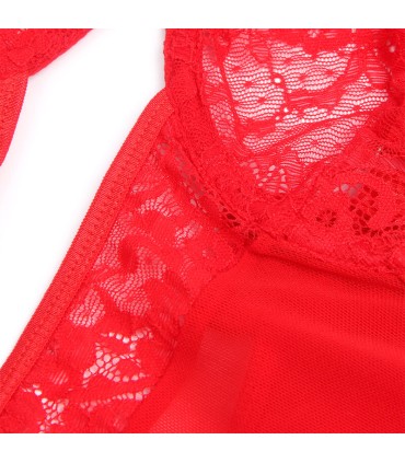 SUBBLIME TEDDY CON LIGA DETALLE ENCAJE Y TIRAS ROJO L XL