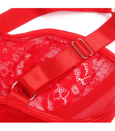 SUBBLIME TEDDY CON LIGA DETALLE ENCAJE Y TIRAS ROJO L XL