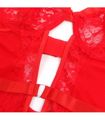 SUBBLIME TEDDY CON LIGA DETALLE ENCAJE Y TIRAS ROJO L XL