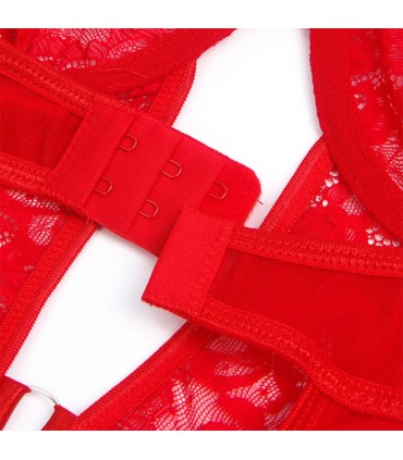 SUBBLIME TEDDY CON LIGA DETALLE ENCAJE Y TIRAS ROJO L XL