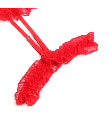 SUBBLIME TEDDY CON LIGA DETALLE ENCAJE Y TIRAS ROJO L XL