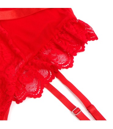 SUBBLIME TEDDY CON LIGA DETALLE ENCAJE Y TIRAS ROJO L XL