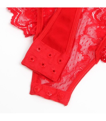 SUBBLIME TEDDY CON LIGA DETALLE ENCAJE Y TIRAS ROJO L XL