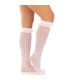 LEG AVENUE MEDIAS HASTA LA RODILLA CON VOLANTES BLANCO