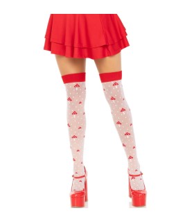 LEG AVENUE CALCETINES ALTOS CHAMPINONES ROJO BLANCO