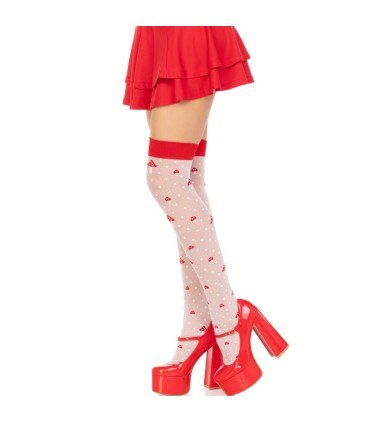LEG AVENUE CALCETINES ALTOS CHAMPINONES ROJO BLANCO