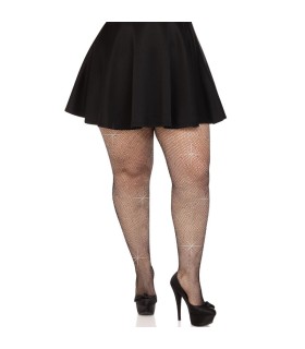 LEG AVENUE MEDIAS REJILLA CRISTALIZADA NEGRO PLUS SIZE