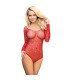 SUBBLIME 952303 BODY DE REJILLA BRILLANTE CON HOMBROS DESCUBIERTOS MANGA LARGA ROJO TALLA UNICA