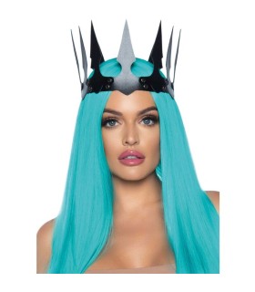 LEG AVENUE CORONA MALEFICA DE CUERO SINTETICO CON CLAVOS NEGRO