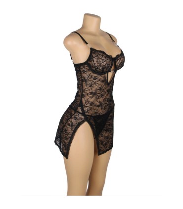 SUBBLIME 954185 BABYDOLL DE ENCAJE CON TIRANTES AJUSTABLES NEGRO S M