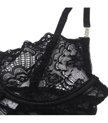 SUBBLIME 954185 BABYDOLL DE ENCAJE CON TIRANTES AJUSTABLES NEGRO S M