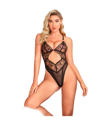 SUBBLIME 955212 BODY TRANSPARENTE CON ENCAJE HUECO NEGRO S M
