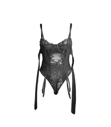 SUBBLIME 955502 BODY DE ENCAJE CON LAZOS Y LIGAS NEGRO L XL