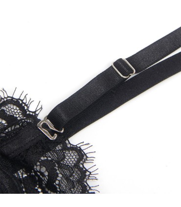 SUBBLIME 955502 BODY DE ENCAJE CON LAZOS Y LIGAS NEGRO L XL