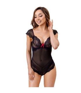 LIVCO CORSETTI FASHION EVELYN LC 20243 BODY CON ADORNOS DE ENCAJE Y TRANPARENCIAS NEGRO L XL