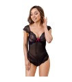 LIVCO CORSETTI FASHION - EVELYN LC 20243 BODY CON ADORNOS DE ENCAJE Y TRANPARENCIAS NEGRO S/M