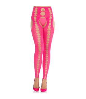 LEG AVENUE MEDIAS OPACAS SIN TIRANTES Y COSTURAS ROSA NEON