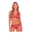 PASSION - BELISSANA SET SUJETADOR + TANGA BURDEOS S/M