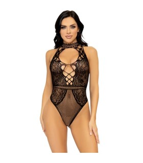 LEG AVENUE BODY CON ESCOTE HALTER Y ABERTURA ESPALDA DE ENCAJE TALLA UNICA