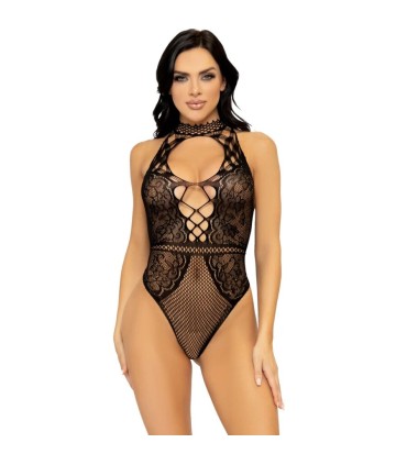 LEG AVENUE BODY CON ESCOTE HALTER Y ABERTURA ESPALDA DE ENCAJE TALLA UNICA