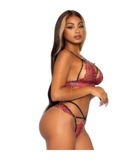 LEG AVENUE 81623 SET SUJETADOR TANGA BURDEOS TALLA S