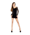 PASSION - WOMAN BS025 BODYSTOCKING ESTILO VESTIDO NEGRO TALLA ÚNICA