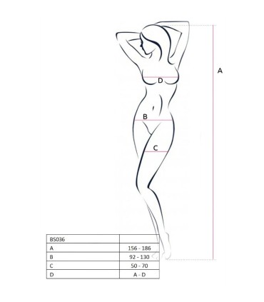 PASSION WOMAN BS036 BODYSTOCKING BLANCO TALLA UNICA