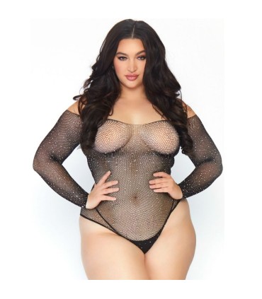 LEG AVENUE CRYSTALIZED FISHNET BODYSTOCKING 1X 2X