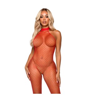 LEG AVENUE LE FRIVOLE BODYSTOCKING CUELLO RACER TALLA UNICA ROJO