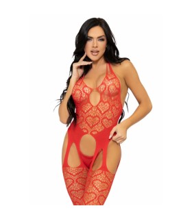 LEG AVENUE BODYSTOCKING DE RED CON TIRANTES TALLA UNICA ROJO