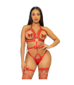 LEG AVENUE - KINK - TEDDY ARNÉS CON TACHUELAS TALLA S - ROJO