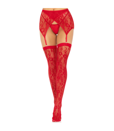 LEG AVENUE MEDIAS ENCAJE LIGUERO ROJO