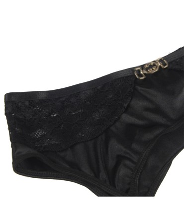 SUBBLIME SET DE 3 PIEZAS SUJETADOR TANGA LIGA ENCAJE NEGRO S M