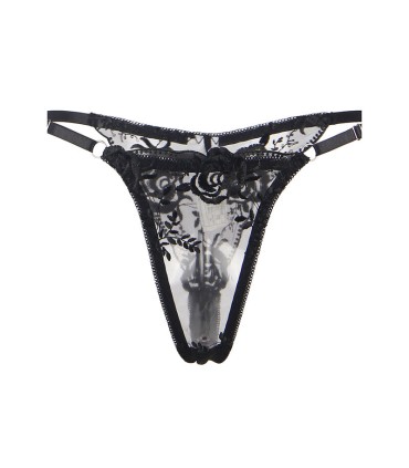 SUBBLIME SET DE 3 PIEZAS SUJETADOR TANGA LIGA ESTAMPADO FLORAL NEGRO S M
