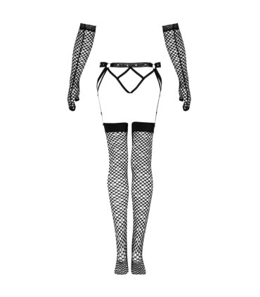 LIVCO CORSETTI FASHION NEMALIA SET LIGUERO MEDIAS GUANTES NEGRO S M