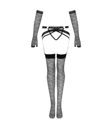 LIVCO CORSETTI FASHION NEMALIA SET LIGUERO MEDIAS GUANTES NEGRO L XL