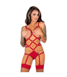 LIVCO CORSETTI FASHION THIARA LC 20213 SET BODY MEDIAS ROJA L XL