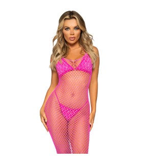 LEG AVENUE VESTIDO DE REJILLA LARGO FUCSIA TALLA UNICA