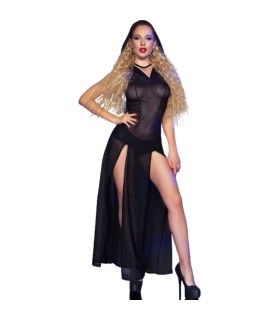 CHILIROSE CR 4685 VESTIDO LARGO CON CAPUCHA NEGRO M