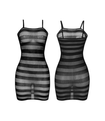 SUBBLIME 951733 VESTIDO DE REJILLA CON FRANJAS NEGRO TALLA UNICA