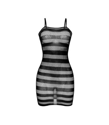 SUBBLIME 951733 VESTIDO DE REJILLA CON FRANJAS NEGRO TALLA UNICA