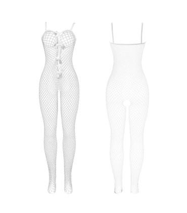 SUBBLIME 951740 BODYSTOCKING CROTCHLESS DE REJILLA CON LAZOS BLANCO TALLA UNICA