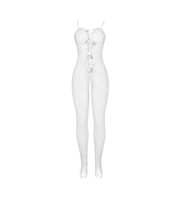 SUBBLIME 951740 BODYSTOCKING CROTCHLESS DE REJILLA CON LAZOS BLANCO TALLA UNICA
