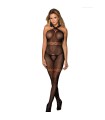 SUBBLIME - 951948 BODYSTOCKING DE REJILLA CON TIRANTES DE CUELLO CRUZADOS NEGRO TALLA ÚNICA