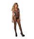 SUBBLIME 951962 BODYSTOCKING CROTCHLESS DE REJILLA CON ESTAMPADO DE FLORES NEGRO TALLA UNICA