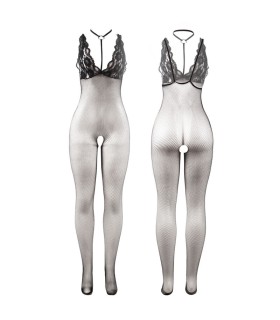 SUBBLIME 951993 BODYSTOCKING CROTCHLESS DE REJILLA TRANSPARENTE NEGRO TALLA UNICA