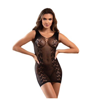 SUBBLIME 952167 VESTIDO DE REJILLA CORTO ELASTICO NEGRO TALLA UNICA