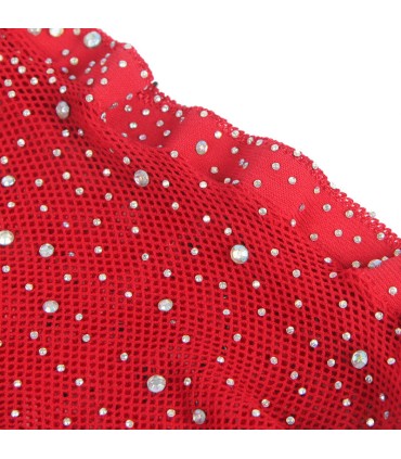 SUBBLIME 952181 BODYSTOCKING DE REJILLA CON GUANTES Y DIAMANTES ROJO TALLA UNICA